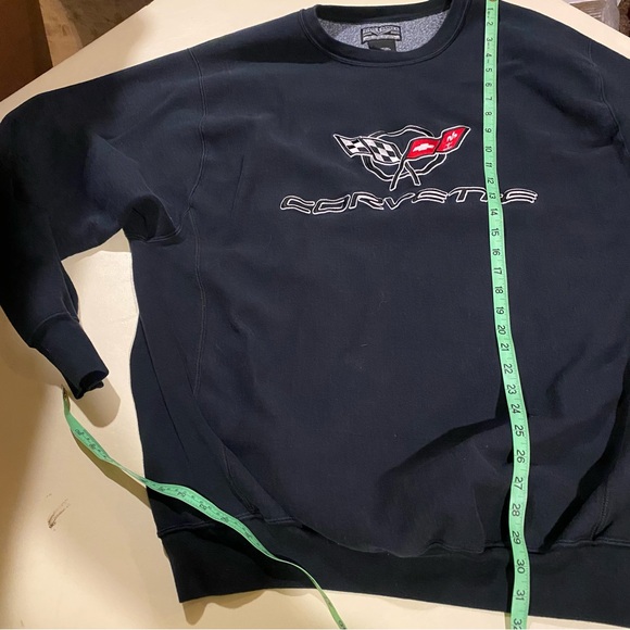 Corvette Sweatshirt Men’s XXL Black Crewn Pullover Embroidered Chevrolet Vintage - Picture 4 of 5